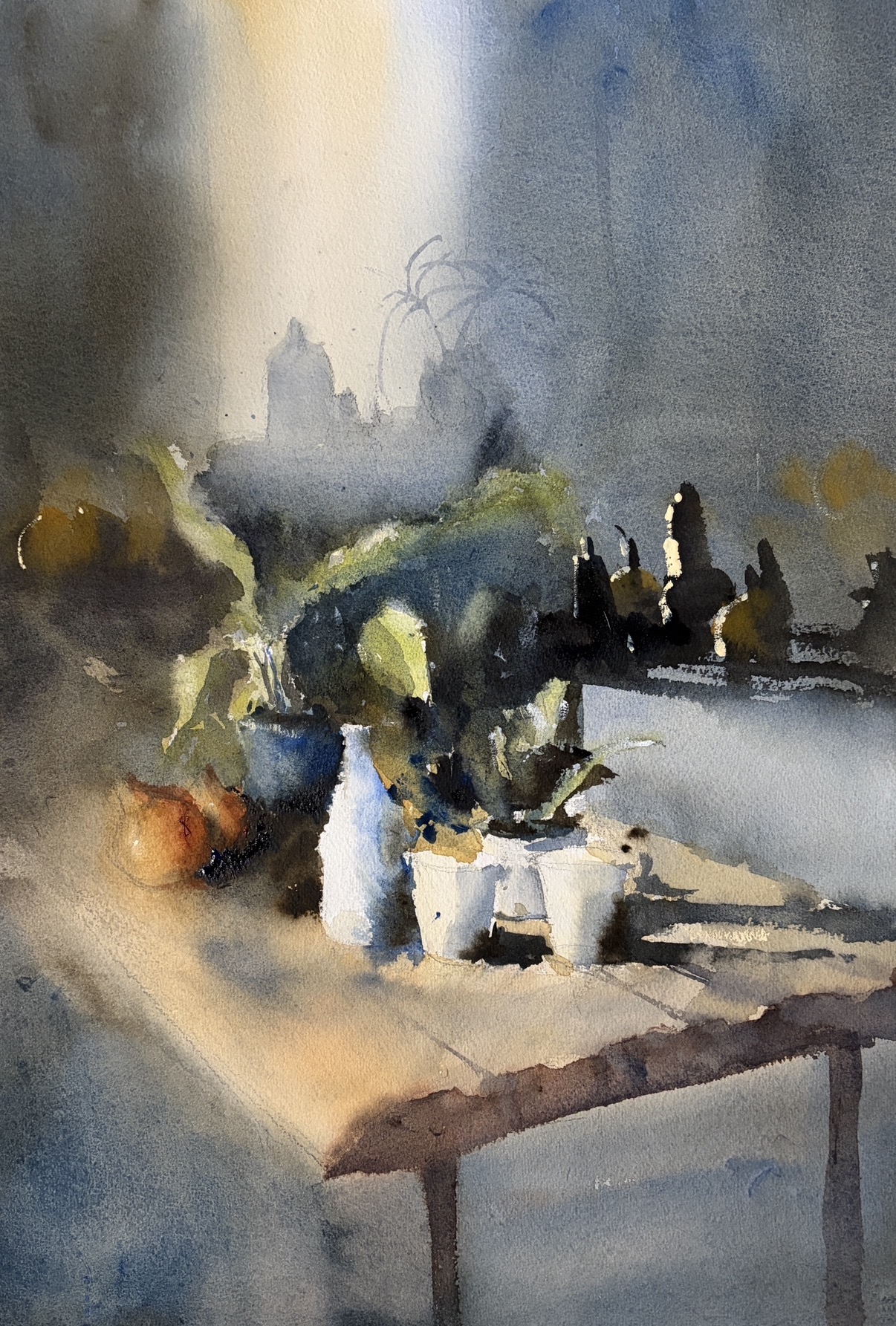 Original watercolor painting of a still life in Debed by Tigran Poghossian